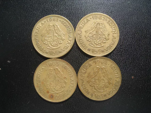 Sudafrica 1/2 centesimi 1961 1962 1963 & 1964.