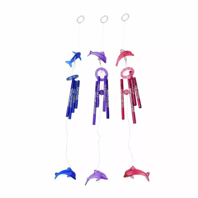 Creative Crystal Dolphin Metal Tubes Wind Chime Garden Home Hanging Decoration