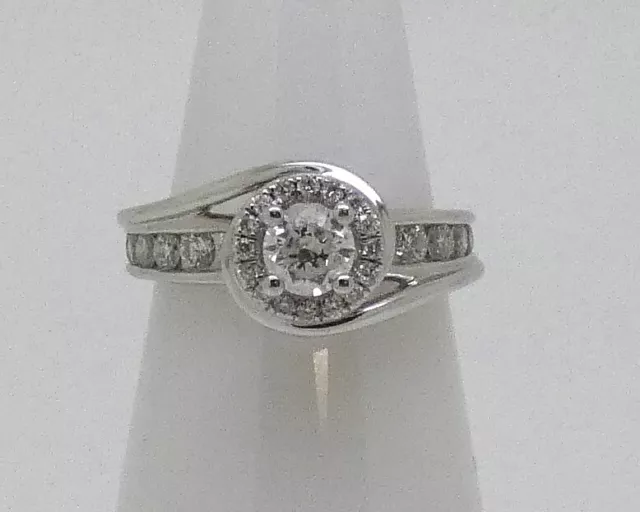 14Ct White Gold Diamond Mhj Engagement/Dress Ring Size H1/2 - Valued At  $3083