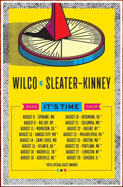 WILCO | SLEATER-KINNEY 2020 Ltd Ed RARE Tour Poster +BONUS Indie Alt Rock Poster