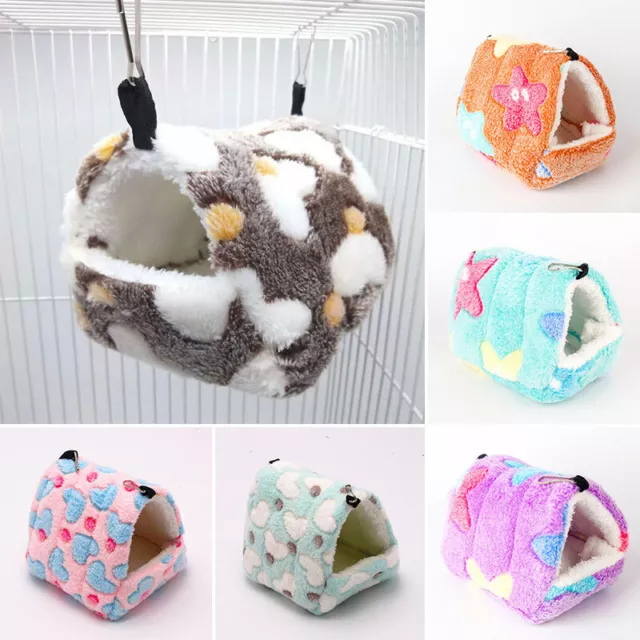 Small Animal Pet Cage Hanging Hammock Winter Warm Plush Hamster Nest House Bed