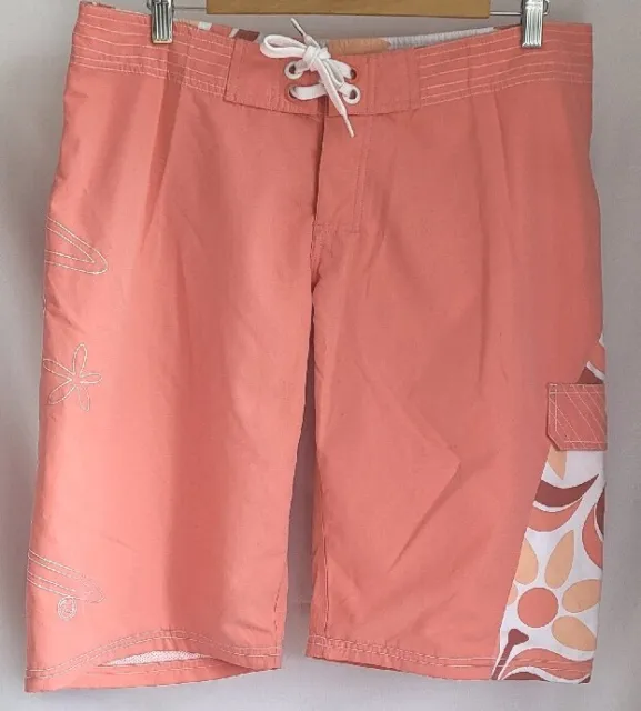 Pantaloncini da tavola/surf donna animali logo a rete design floreale rosa Salom uk 14 in perfette condizioni