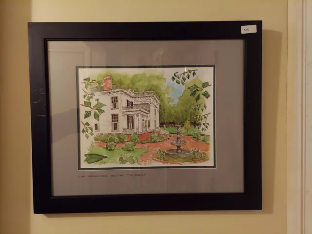 James M Kunkle "O. Max Garder House" Original Pen & Ink Watercolor Print Signed