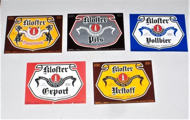 5 Etichette Birra KLOSTER bier beer label PERFETTE etichetta Germania