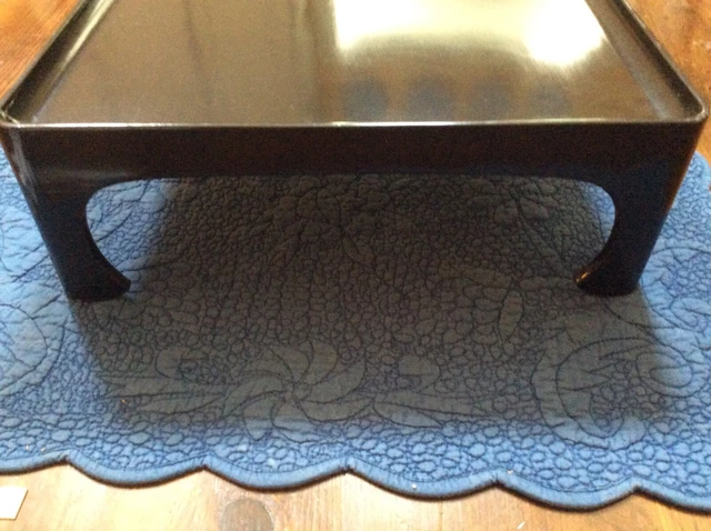 Antique Japanese 12.5” square black tray with feet