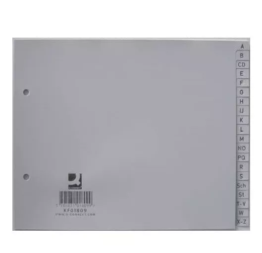 Q-Connect KF01809 Register - A - Z, PP, ohne Index, A4, 18 cm hoch, 20 Blatt, gr