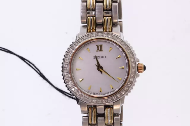 Ladies Seiko SUJC48 Two Tone Stainless Bracelet Diamond Accented MOP  Dial Watch 2