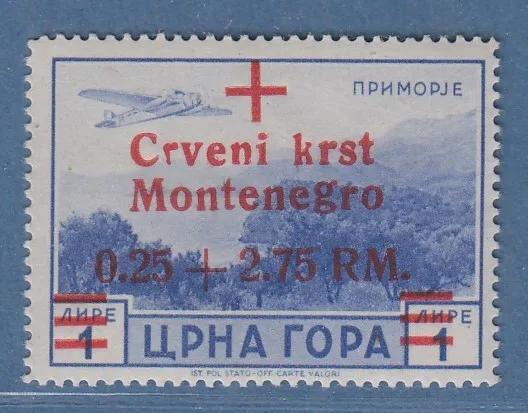 Dt. Besetzung 2.WK Montenegro Rotes Kreuz Mi.-Nr. 32 ** gepr. Brunel BPP