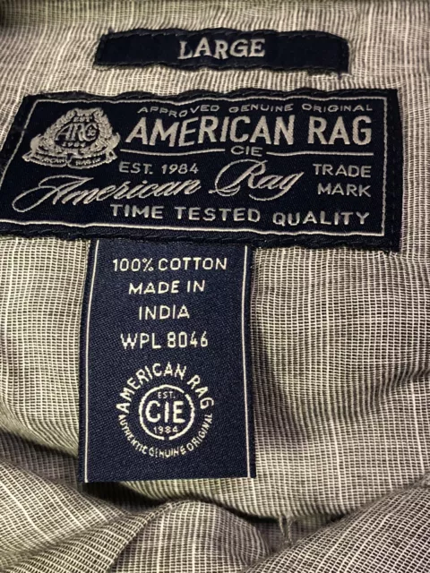 American Rag Cie Shirt Mens L Gray Button Up Long Sleeve, 100% Cotton 2