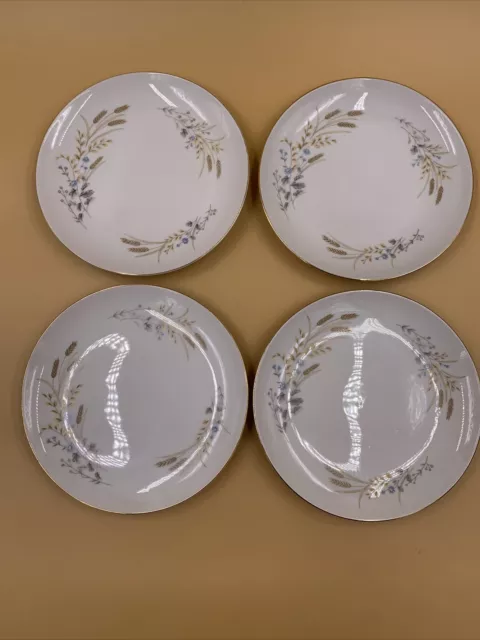 Vintage Fine China Of Japan "Autumn Wheat" Set/4 Bread/Butter Plates Retired