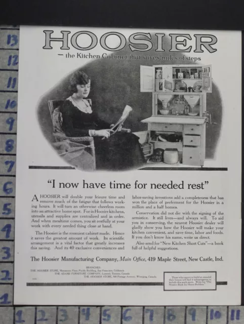 1919 Hoosier Kitchen Cabinet House Wife Rest Home Decor Vintage Art Ad  Cn69