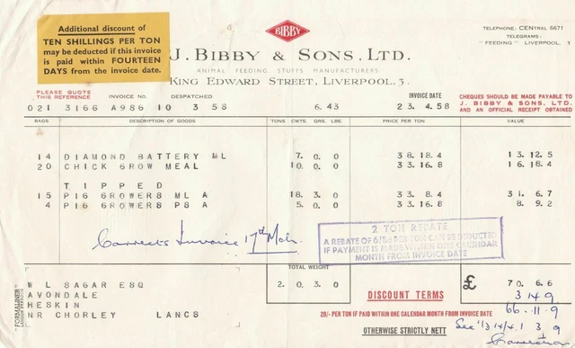 & SONS Ltd 1956 Liverpool Animal Feed Manufacturer Stamp Invoice Rf37343 EUR 9,61 - PicClick IT & SONS Ltd 1956 Liverpool Animal Feed Manufacturer Stamp Invoice Rf37343 EUR 9,61 - PicClick IT