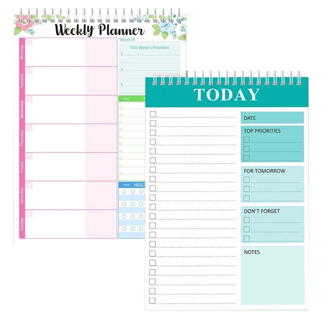 2PCS Weekly Planner epad and Today Planner ebook 52 Sheets, Undated7281