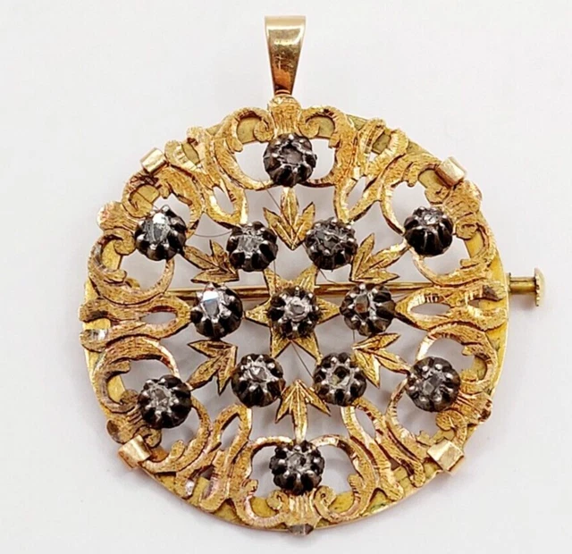 Pendentif Victorien En Or 18k Avec Pierre Violette Et Perle - Circa 1850, Style Napoléon, Occasion
