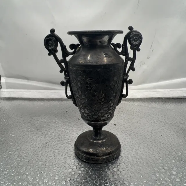 Antique James W. Tufts Triple Plate Victorian Vase Urn Scrolls # 1041 Boston
