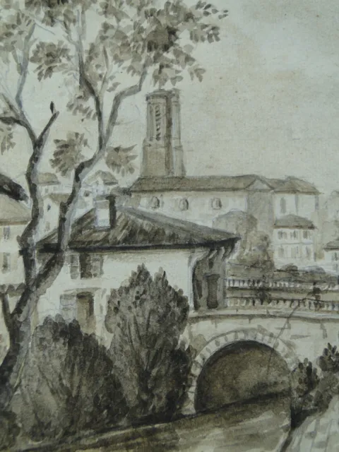 Dessin au lavis Paysage H. Garneray 1810