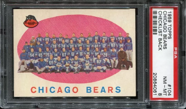 1959   Topps  Football     #104   Chicago  Bears   NM-MT    PSA  8