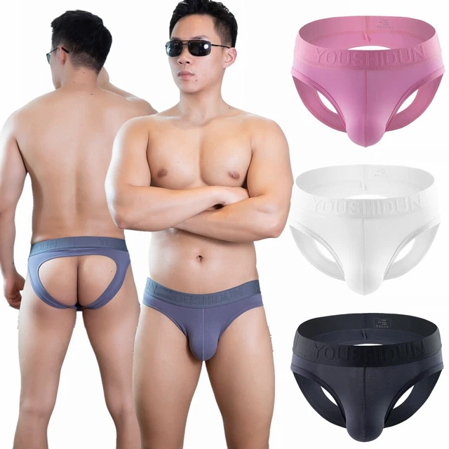 3 Pack Mens Jockstrap Briefs Backless G-string Cotton T-back Lingerie
