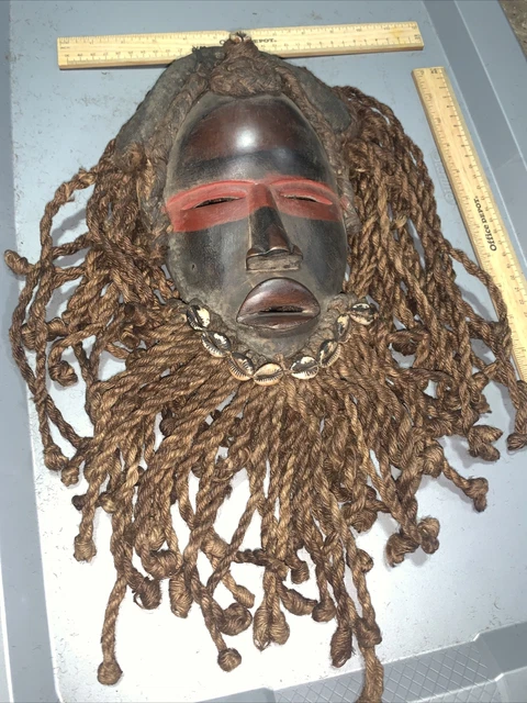 Dan Mask with Cowries and Rope Beard African mask great size OFFERS #16