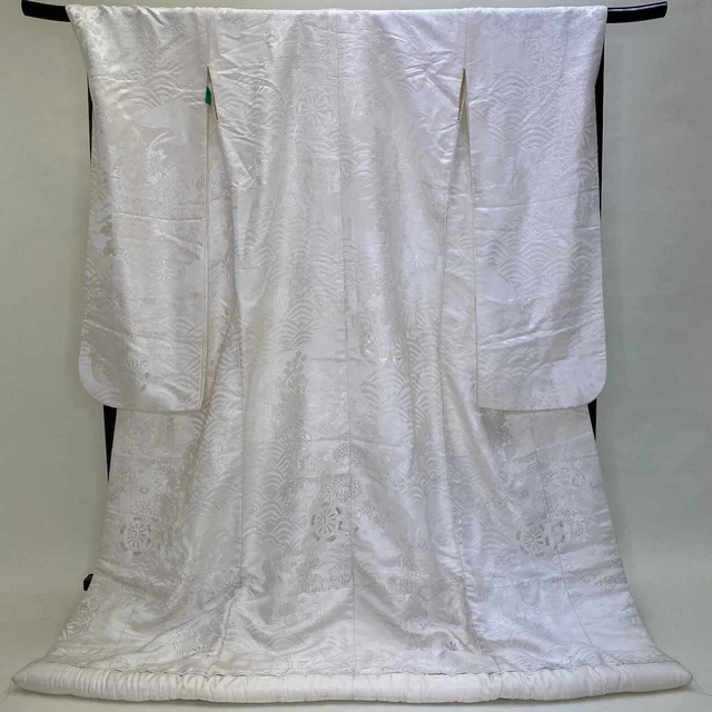 White Uchikake VINTAGE Japanese Kimono Silk wedding classic G-691