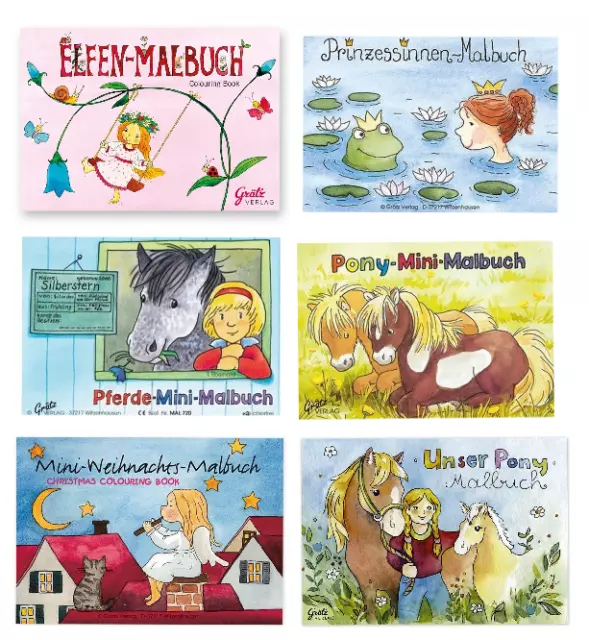 *Mini MALBUCH*A7*GRÄTZ*Pony~Pferde*Prinzessin~Elfe~ Engel*