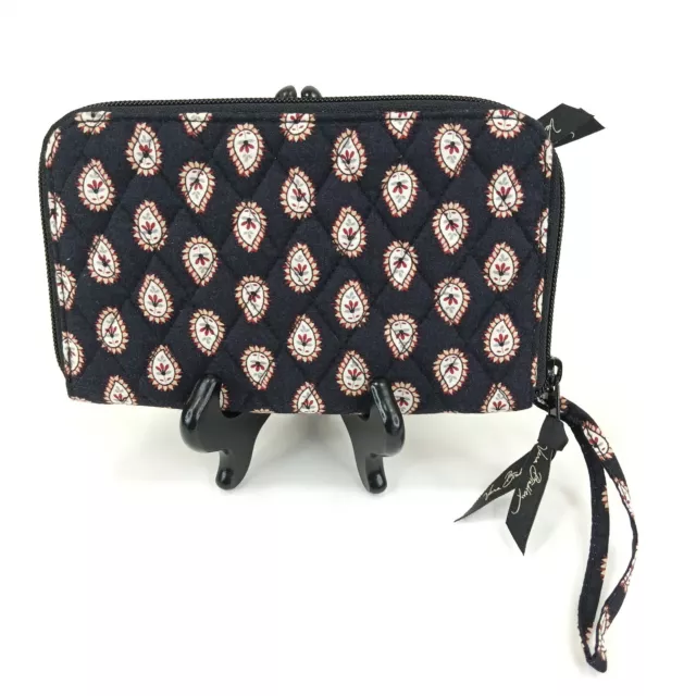 Vera Bradley Classic Black Pattern Zip Around Wallet Wristlet ID Card Pen Holder