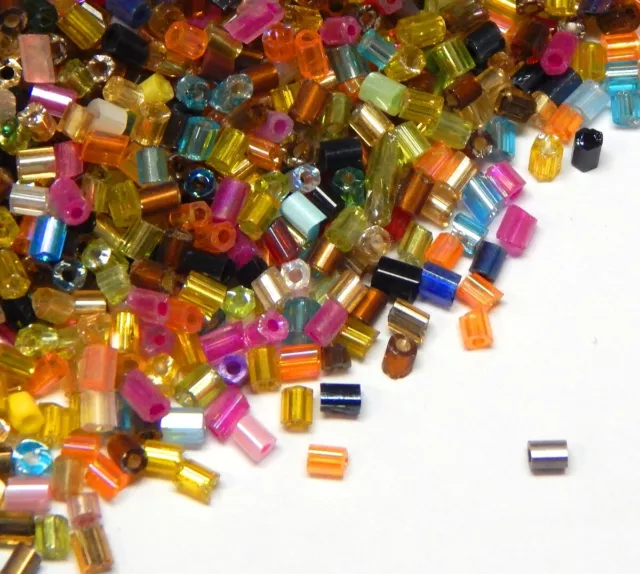100g 2mm Zylinder Glas Rocailles Roccailles PERLEN BEST MIX Stiftperlen Z18#100g