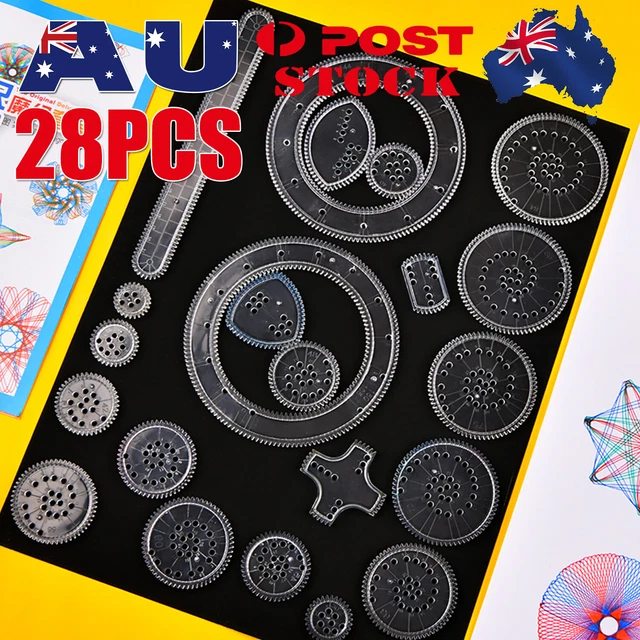 28Pc Spirograph Design Set Drawing Kids Art Craft Brought Interlocking Elegant L