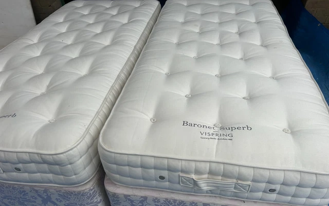 BRITISH HANDMADE VI Spring Baronet Superb Pair of single Mattresses ...
