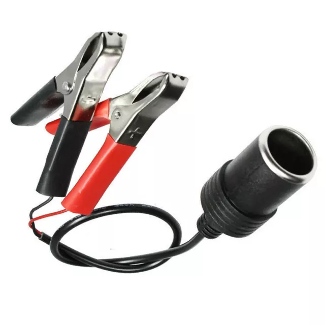 GLOFE 1x 12V Car Battery Alligator Clamp Clip to Cigarette Lighter Charger