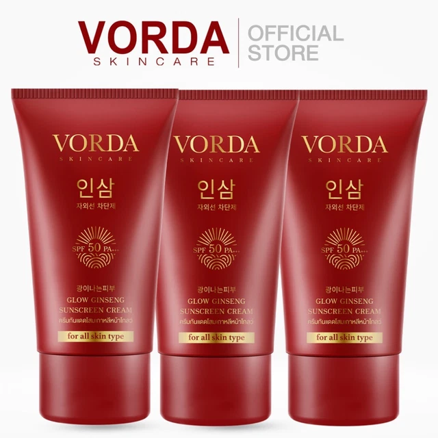 Lot De 3 Crèmes Solaires VORDA Gold Ginseng SPF50 PA+++ - Teintée, Imperméable