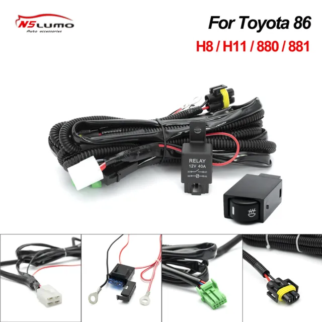 H8 H11 Fog Driving Lights Connector Switch Relay Harness Wire Kits for Toyota 86