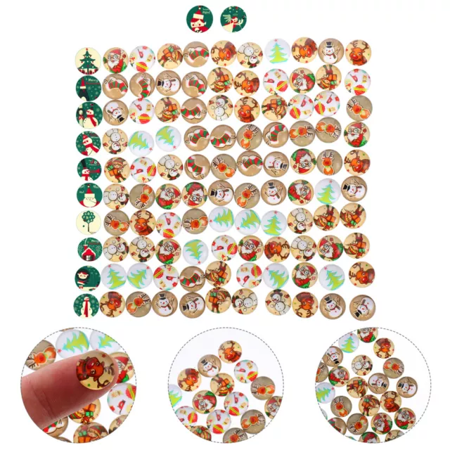 100 Pcs Glass Patch Christmas Stickers Cabochons Jewelry Making