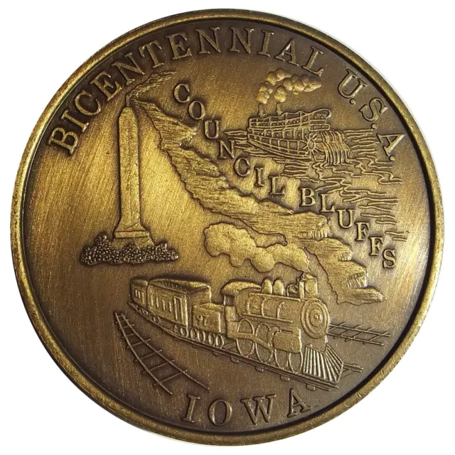 1976 Iowa Medal - USA Bicentennial, Council Bluffs IA, Token, Liberty Bell, BU