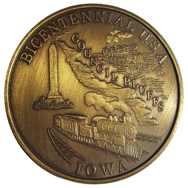 1976 Iowa Medal - USA Bicentennial, Council Bluffs IA, Token, Liberty Bell, BU
