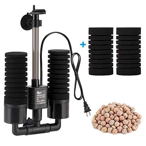 AQQA Aquarium Sponge Filter Power Driven Double Biochemical Water Filter Quie...
