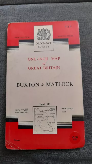 1962 Ordnance Survey 'Buxton and Matlock' Sheet 111 One-Inch Map (Paper)