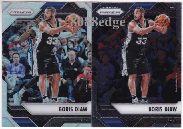 (2) 2016-17 Panini Prizm Base/Refractor: Boris Diaw #107 Spurs Silver Prizms Lot