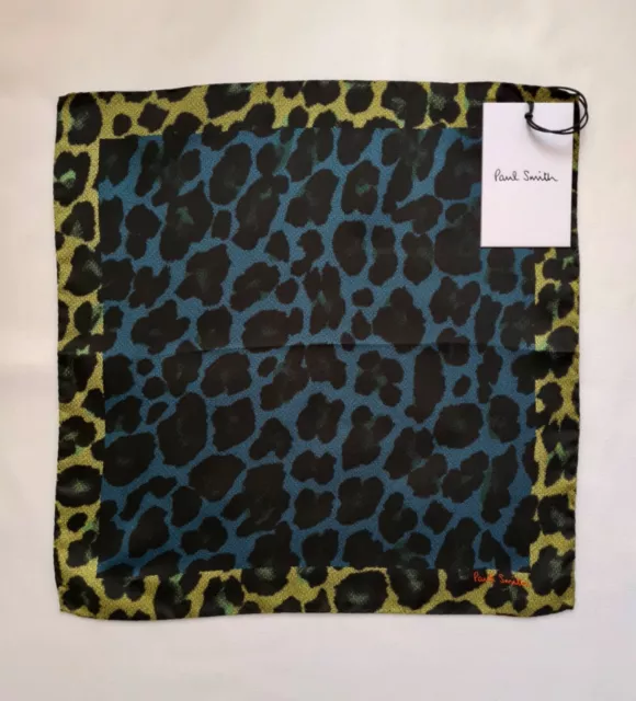 Nuovo fazzoletto Paul Smith con stampa quadrata ""leopardata"" blu/multi