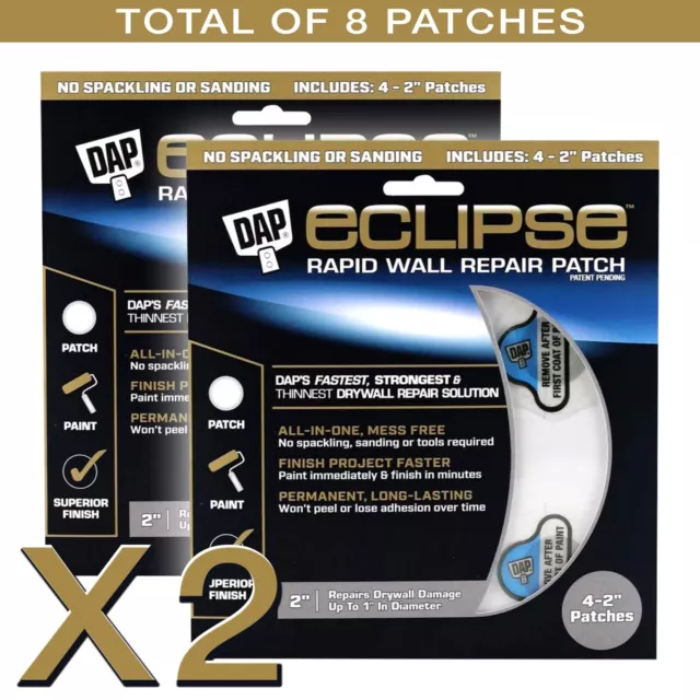 2 Pack DAP Eclipse Rapid Wall Repair Patch Includes 4 - 2" Patches (8 Total) NEW