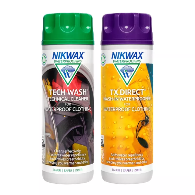 Nikwax TECH WASH and TX DIRECT Twin Pack Technical Cleaner and Wash-In Waterp...