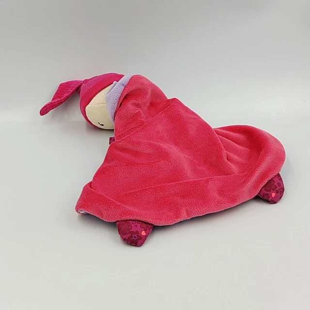 Doudou plat poupée rose mauve pois fleurs COROLLE - 29566