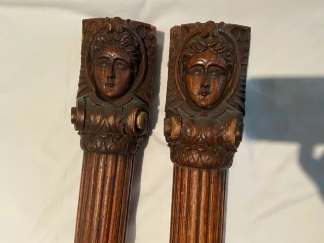 Late 19Th Century Carved Oak Architectural Salvage  Elements - Pair