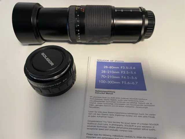 2 Nikon Tele Objektive, AF Zoom Macro 100-300 + 2fach AF Telekonverter (Soligor)