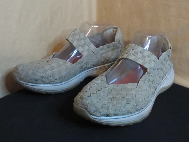 SKECHERS Stretch Woven GOOD VIBES Memory Foam Mary Jane Shoes Taupe Size 9