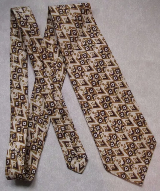 Tie Necktie Vintage Mens BEIGE BROWN