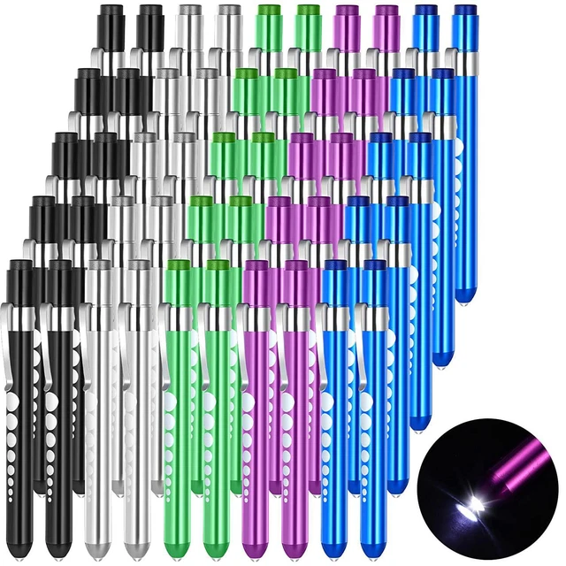 50 Pcs Pen Light for Nurses LED Penlight with Pupil Gauge Reusable Nurse for Use
