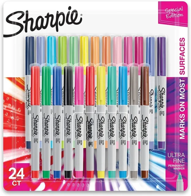 Sharpie Electro Pop Permanent Markers - Assorted Colors, 24 Count