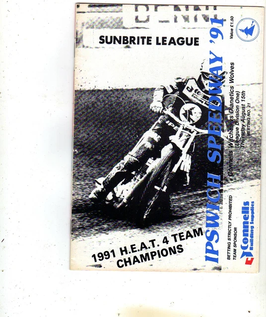 Ipswich V Wolverhampton 25/8/1991 Speedway Programme