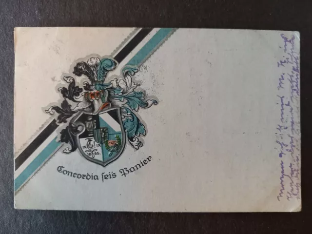 Couleurkarte Landsmannschaft CONCORDIA Chemnitz 1920 Studentika Student Ulm